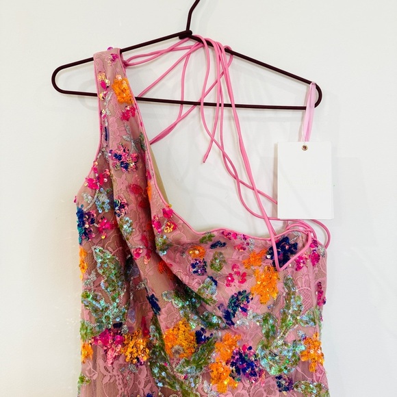 MAC DUGGAL Embellished one shoulder Lace Strappy Column Gown NWT - Picture 9 of 13